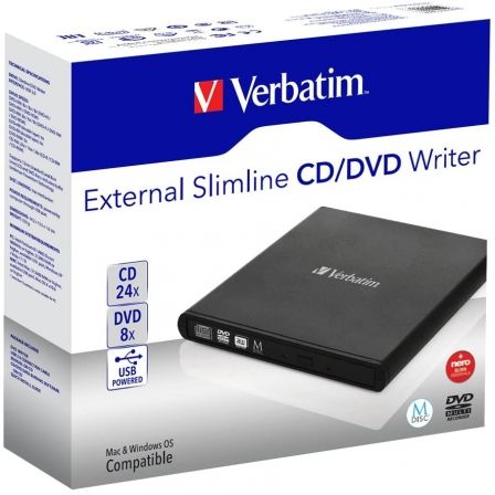 Verbatim Grabadora y Lector Externo CD/DVD Slimline 98938 Negra
